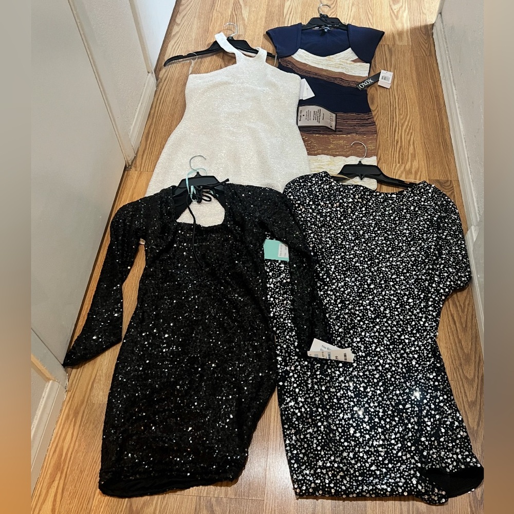 Sequin, flowered, white, many Dresses